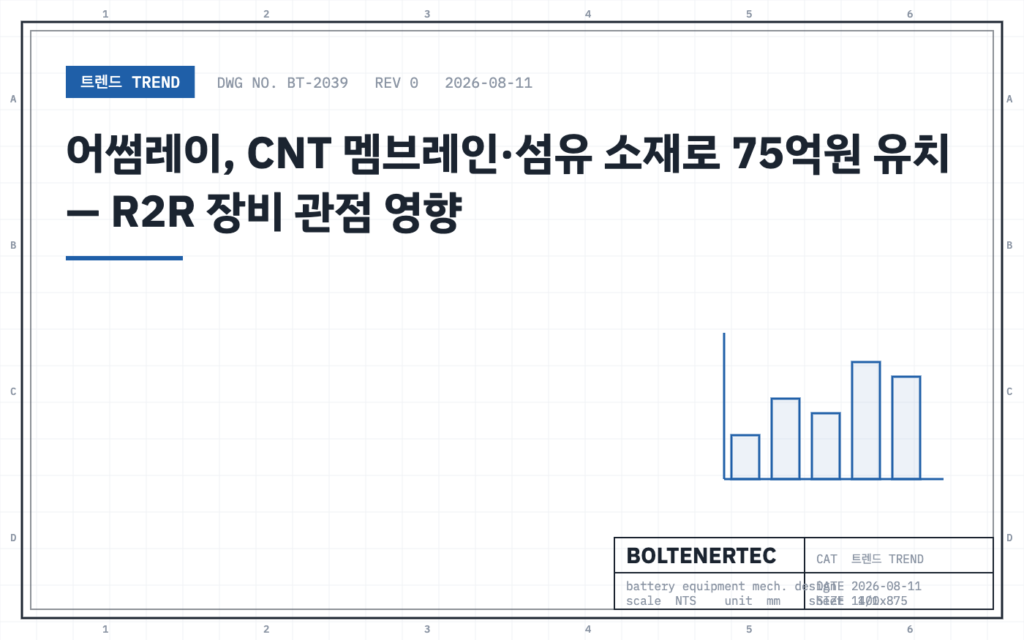 어썸레이, CNT 멤브레인·섬유 소재로 75억원 유치 — R2R 장비 관점 영향 — 도면 시트 대표이미지